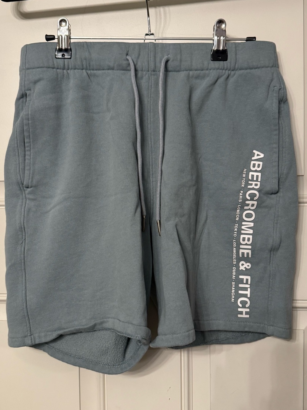 Abercrombie & Fitch Men's Dusty Blue Drawstring Fleece Shorts